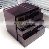 Top Quality Best Price Silk Print Logo Black Acrylic Make up Organizer With 4 Drawers Quality Choice thumbnail-4