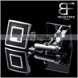 Mens Square Black Modern Ornate Wedding Shirts Cufflinks 1 Pair Set thumbnail-2