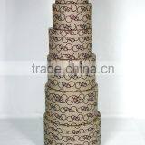 Circular Storage Box Retro Light Brown Decorative Design Lines thumbnail-1