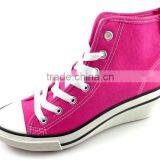 High Neck Canvas Women Wedge Shoes, Casual Stylish Girls High Heel Shoes