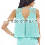 2015 Sleeveless Pleated Chiffon Lady Blouse thumbnail-4