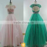 New style beautiful beaded waistband cap sleeves puff ball gown wedding dress
