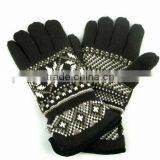 2013 New mens acrylic fairisle jacquard fleece lined full finger glove
