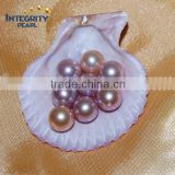 AAA 9-10mm half drilled/undrilled purple freshwater big round loose pearls
