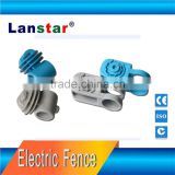 Electric fence insulator for terminal post and middle post of security perimeter electric fence system