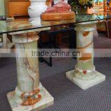 EXCLUSIVE MARBLE GREEN ONYX COLUMNS PILLARS CARVED TOP thumbnail-2