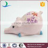 Cute Pink Hand Painted Ceramic Pig Modern Home Decor thumbnail-2