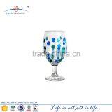 Colored Thick Wine Glass Goblet With Blue Dots and Trumpet-shaped Base,decoration Goblet