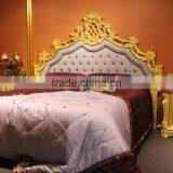 Furniture Luxury Italy Style Goden Trim Button Tufted Royal King Bed Set thumbnail-2