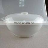 White New Bone China Round Soup Bowl With Lid thumbnail-1