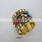 Brass and Ceramic Mosaic Napkin Ring In Mirror Polish Available in Other Colours thumbnail-1
