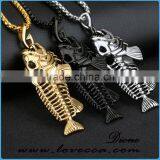 3 Colors Personality Jewelry Fishbone & Fishing Hook Pendant Necklaces Punk Style Men 316L Steel Link Chain thumbnail-5