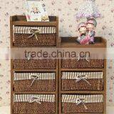 Europe Regional and Antique Feature Rattan and Wooden Cabinet With 4-6 Willow Drawers and Liner thumbnail-2