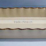 Newest 16.3" Set of 2 Beige Color Glazed Ceramic Loaf Pan thumbnail-1