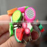 Kids Rings Cute Mixed Styles Fruit Clay Figure Ring Polymer Clay Children Rings thumbnail-3