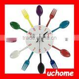UCHOME Colorfull Wall Clock With Fork And Spoon