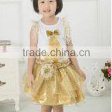 2016 Wholesale and Factory Price Golden Childhood Tutu Set With Golden Headband and Pleated the Flowers for Baby Gilrs thumbnail-6