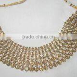 Gold Plated Crystal White Reverse AD Designer Necklace Earring Set1 thumbnail-1