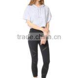 Bomber Fleece Hooded Sweatshirt the Light French Terry Fabric Short Sleeve Hoodie With Raw Edged Hem thumbnail-1