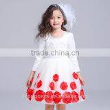 2017 Latest Dress Designs Photos Red Purple Flowers Embroidered Dress thumbnail-1