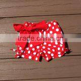 Wholesale Baby Icing Shorts Red White Polka Dots Pants Baby Leggings With Bow thumbnail-3