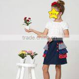 Wholesale Children's Boutique Clothing Girls Cotton Skirt Lace Trim Button Design thumbnail-3