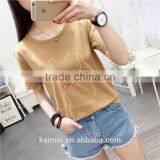2017Wholesale OEM Eco-Friendly Unique Design Amazing Quality Hot-selling Best Choice Short Sleeve Casual Lady T-shirt TC(70/30) thumbnail-1