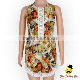 Wholesale Yiwu Cheap Kids Clothes Flower Printed Halter Sleeveless Lace Froal Baby Girl Vintage Romper Leotard Bodysuit thumbnail-4