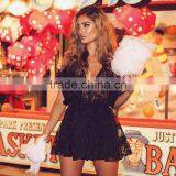 Runwaylover 099 New Style 2017 Ladies Sexy Deep V-Neck Lace Transparent Playsuits thumbnail-5