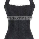 Instyles Burlesque Brocade Steel Boned Black Halter Corset Top S-6XL thumbnail-1