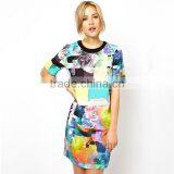 Women Floral Multi-colored Nylon T-shirt Dresses thumbnail-6