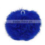 Angora Pom Pom Balls DIY Craft Decoration Deep Blue With Ring 80mm Dia. thumbnail-1