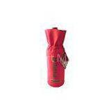 Red Durable Fabric Wine Bottle Pouch With Drawstring Ribbon thumbnail-1