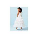 Organza Ruched Spaghetti Strap Flower Girl Dress thumbnail-2