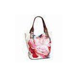 Colorful Flower Trendy Ladies Leather Handbags Zipper Casual Tote Bag For Girls thumbnail-1