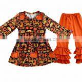 2017 New Style Halloween Holiday Clothes Sets Pumpkin Remake Frock Designs Baby Girl Boutique Clothing Sets thumbnail-1