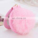High Quality Lovely Rabbit Fur Pompom Mirror Fur Ball Accessory for Lady thumbnail-2