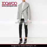 New Season Women Wear Light Grey Virgin Wool Blend Wide Lapels Double Breasted Coat thumbnail-2
