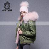 Good Price Goose Down Bomber Jacket Wholesale Real Fur Hooded Winter Coat for Women thumbnail-2