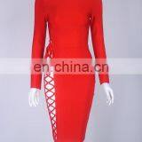 Amigo 2017 New Design Black Long Sleeve XXX Bandage Dress Midi Prom Dresses for Hot Body Ladies Party Wear thumbnail-3