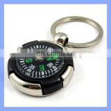 Metal circle style compass keychain car key ring outside sport key chain