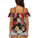Spaghetti Strap Floral Printed Off Should Blouse thumbnail-3