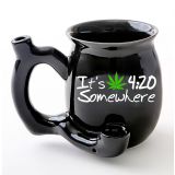 2022 amazon best selling black color 350ml Wake and Bake smoking coffee mug with pipe