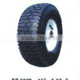 15" X6.00-6 Steel Rim Rubber Pneumatic Lawn Mower Wheel Quality Choice thumbnail-2