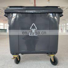 1100 Liter Public Garbage Rubbish Bins Polyethylene Outdoor Green Wheelie Waste Bin thumbnail-4