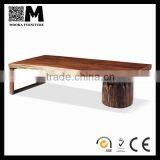 China supplier natrual slab okan wood breakfast coffee table