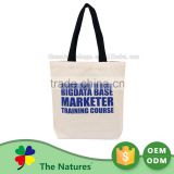Promotional Customize Modern Natural Canvas Zippered Tote Bag
