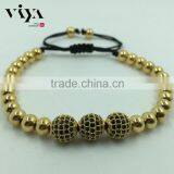 2016 Latest Fashion Beaded Wrap Bracelet With Ajustable Cord Black Beads Bracelet thumbnail-5