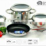 7Pcs Certified by LFGB, FDA 18/8 Stainless Steel Cookware for All Hobs