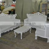 Antique design white wooden hotel sofa set XY0184